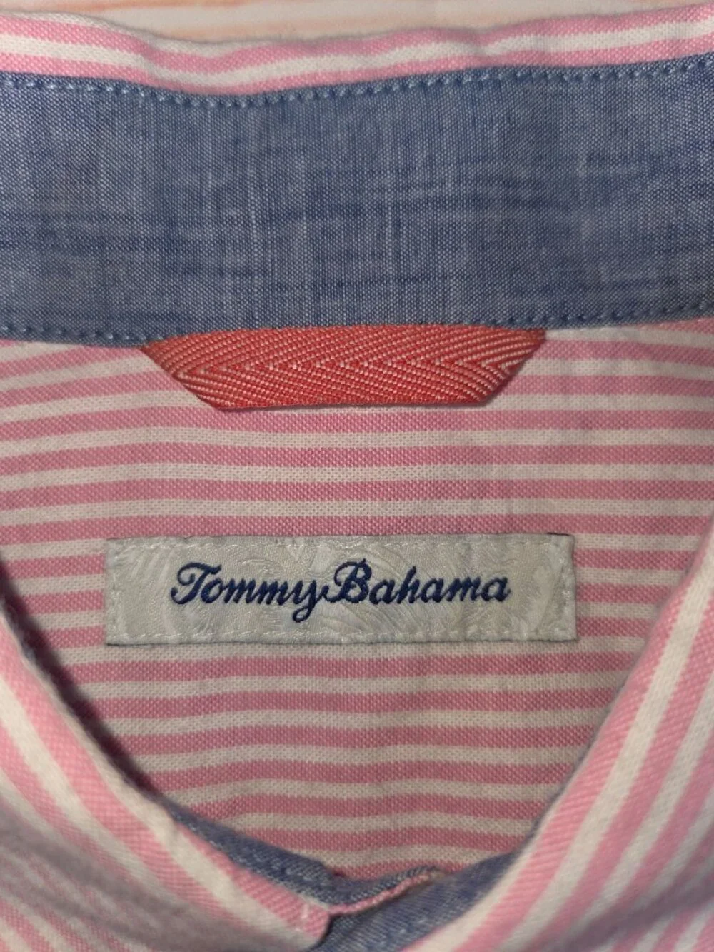 Tommy Bahama Pink Striped Long Sleeve Button-Down Shirt Medium - Picture 5 of 8